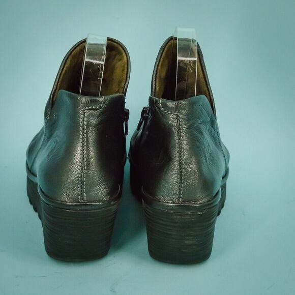 Fly London 38 Size 7.5 8 US Graphite Gray Yip Zip Leather Wedge Ankle Boots - Picture 4 of 7